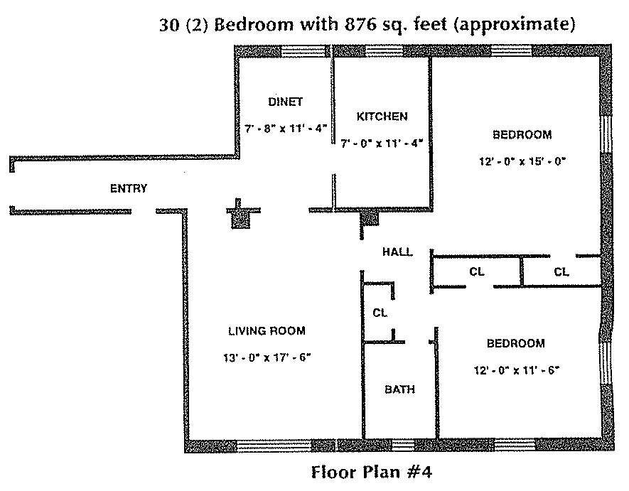 Two Bedroom One Bathroom In Harrisburg Floor Plan Two Bed One Bath Apt In Harrisburg Floor Plan